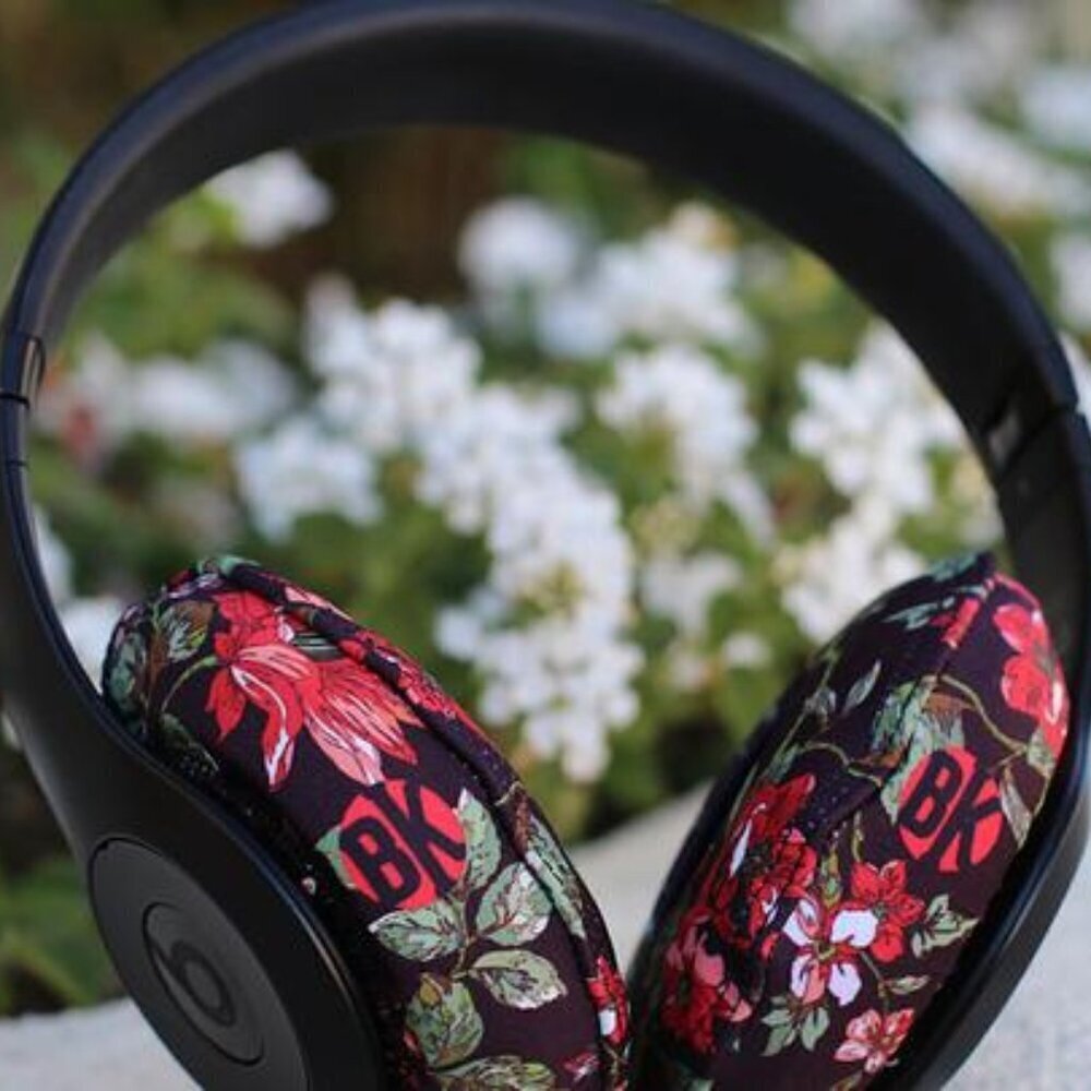 Beat Kicks Headphone Covers - Floral Print - Protective, Washable, Reg Size New